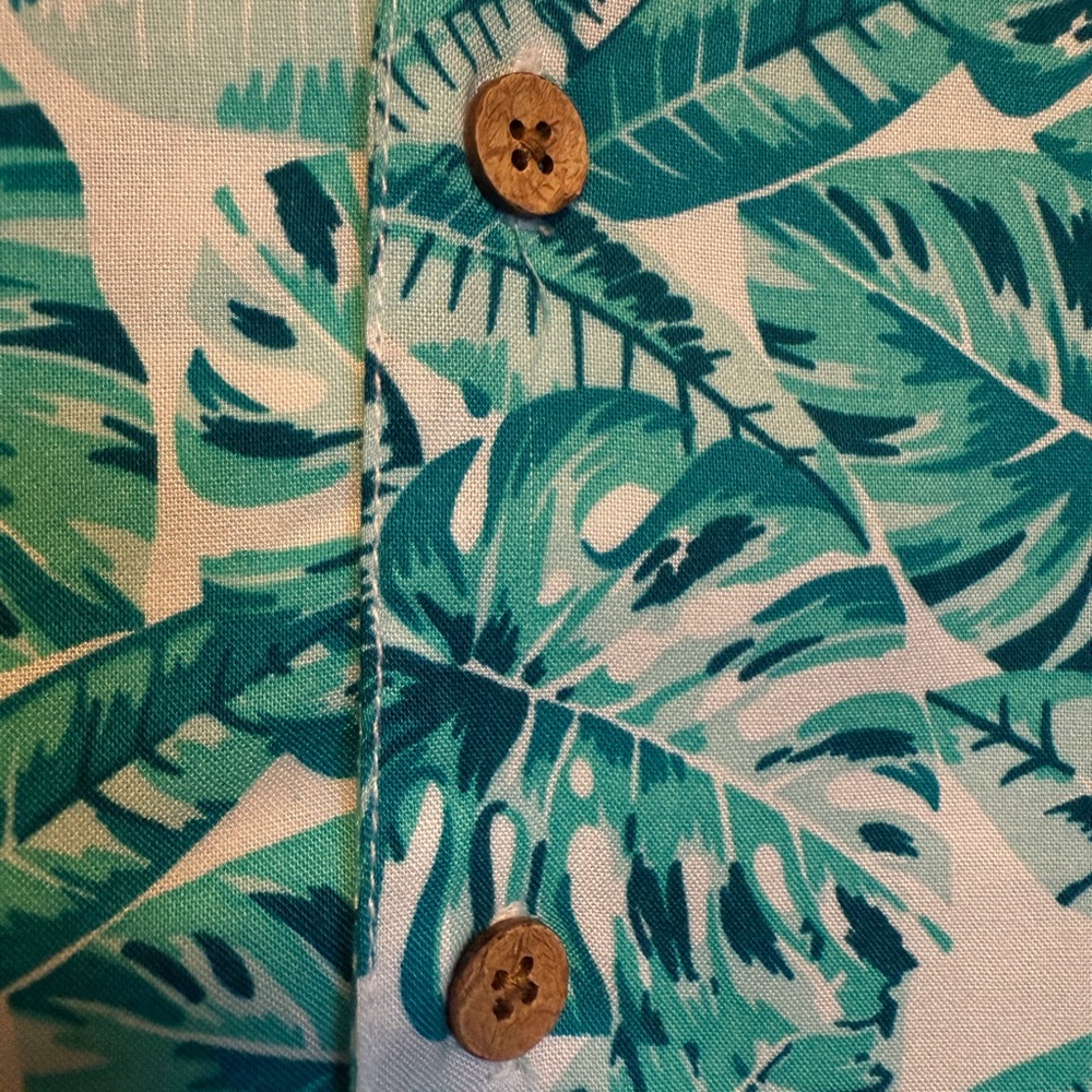 Desert Dunes Tropical Leaf Print Shirt with Wooden Buttons